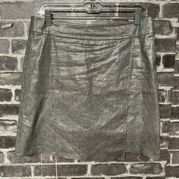 Eileen Fisher silver metallic mini skirt - Picture 1 of 10